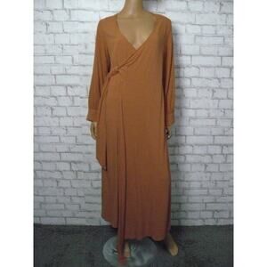 $249 Rachel Pally Terra Cotta Crepe Vida Faux Wrap Maxi Dress Small NEW